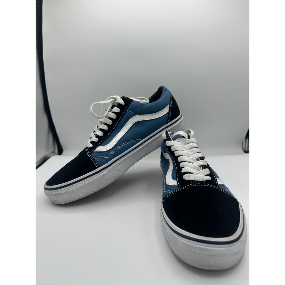 Vans Old Skool Navy Blue Black Suede Canvas Skate Shoes Mens 8.5 Womens 10